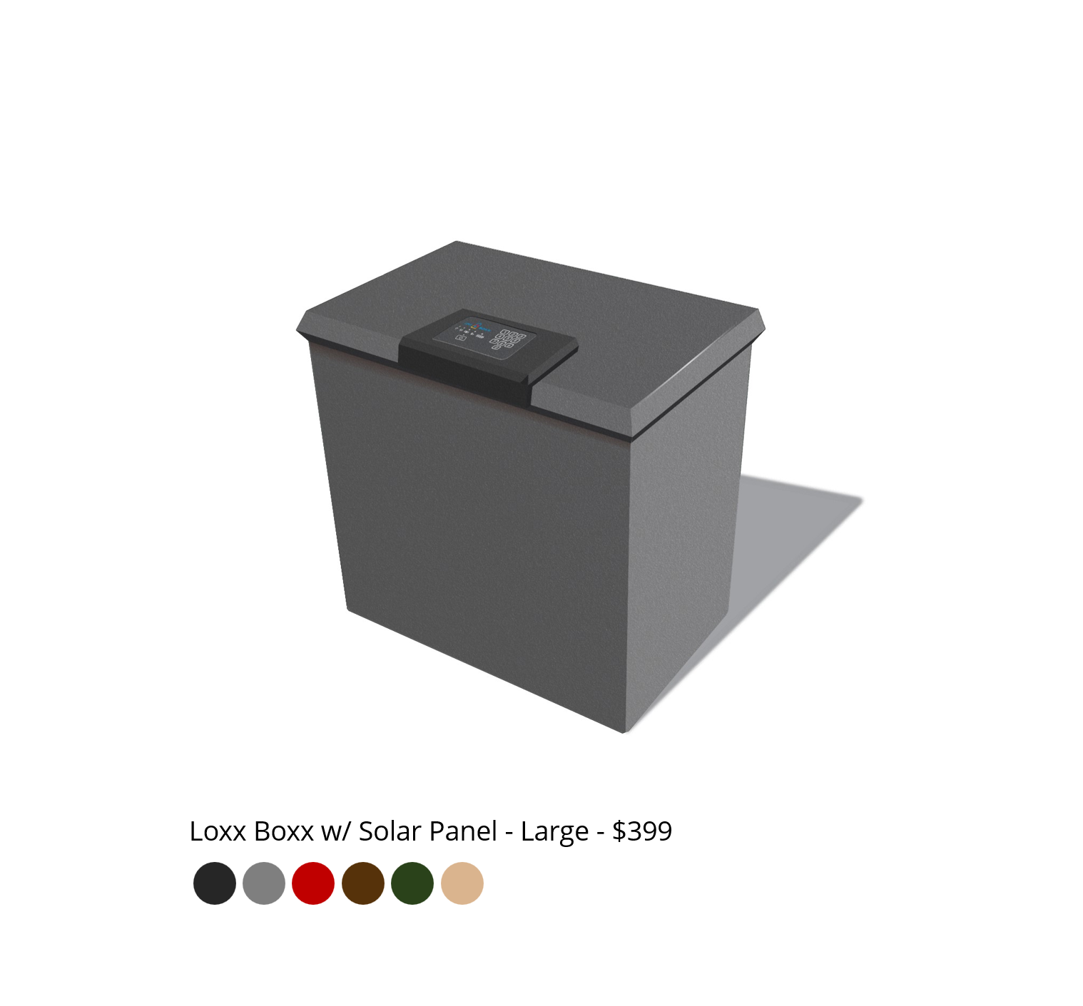 Gray storage box with solar panel on a white background